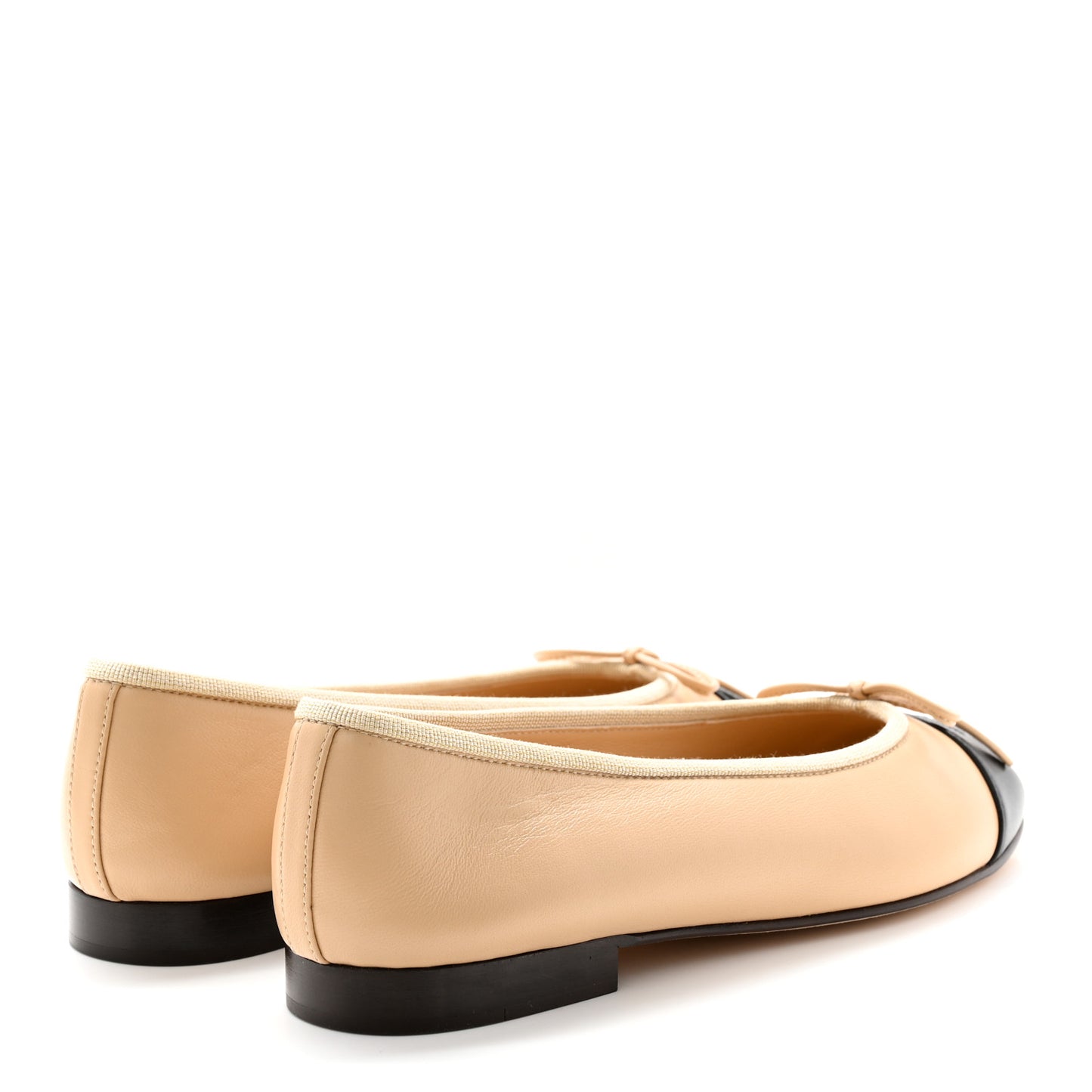 Lambskin Cap Toe CC Ballerina Flats 35.5 Dark Beige Black