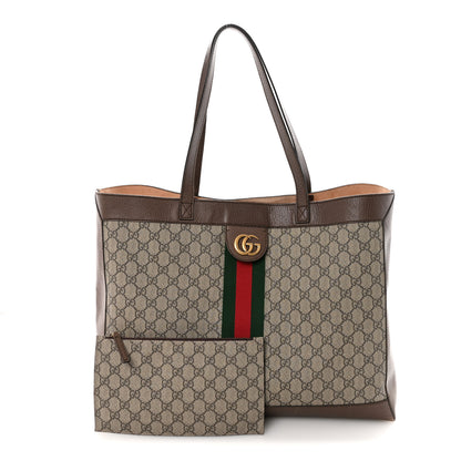 Gucci GG Supreme Monogram Web Ophidia Tote Brown 3 of 12