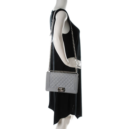 Chanel Iridescent Caviar Quilted Medium Boy Flap Light Grey 2 of 7