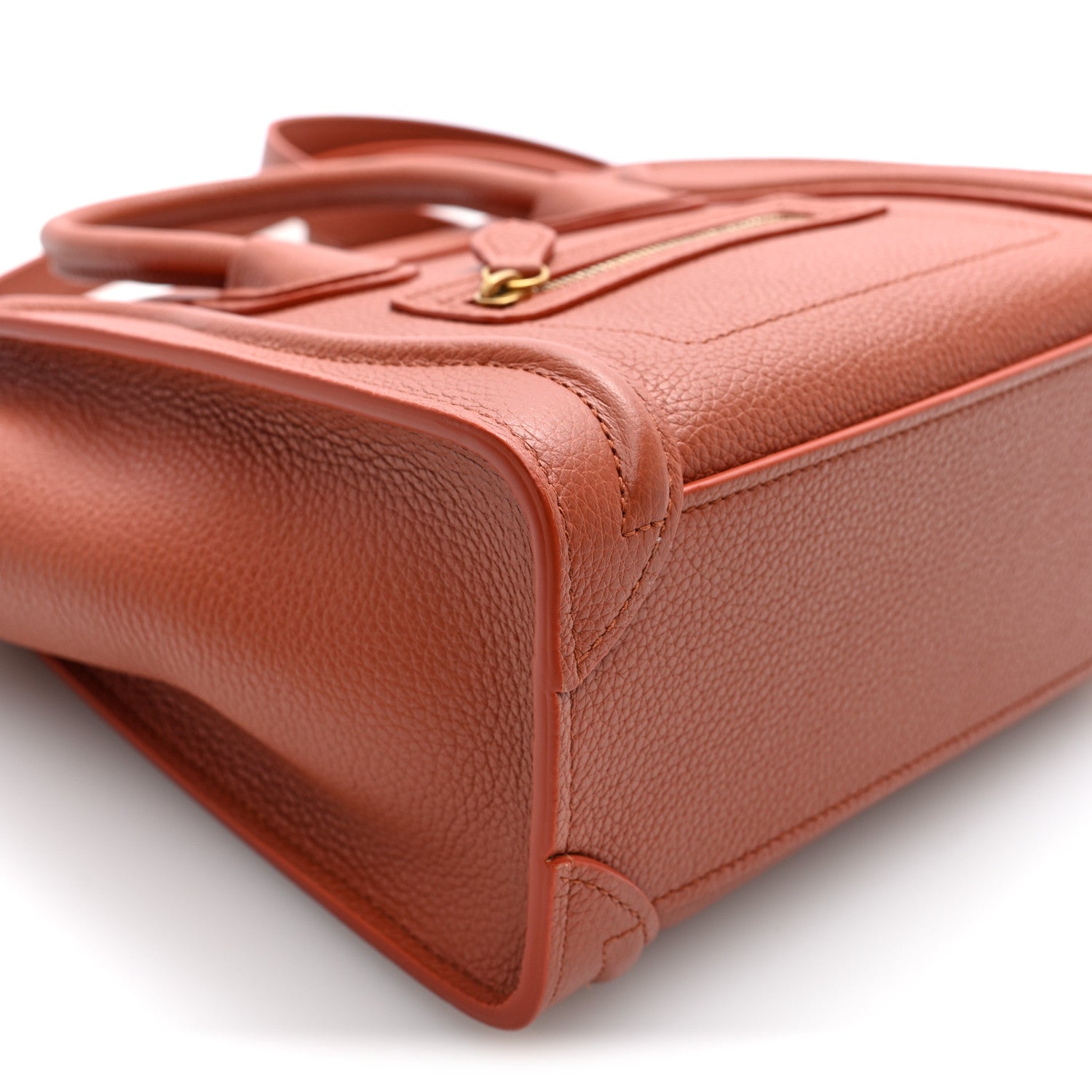 Celine Drummed Calfskin Nano Luggage Terracotta 9 of 10
