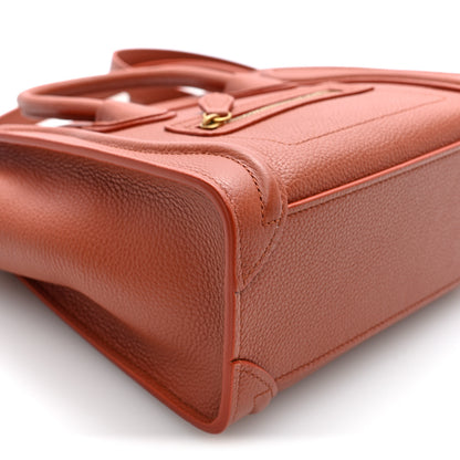 Celine Drummed Calfskin Nano Luggage Terracotta 9 of 10
