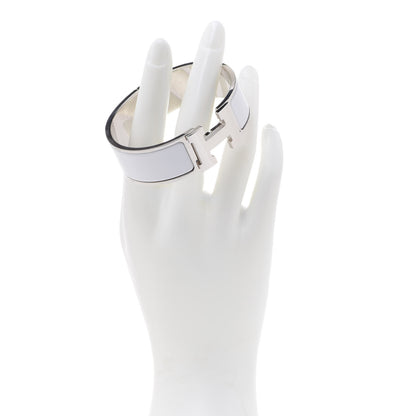 Hermes Enamel Wide Clic Clac H Bracelet PM White 2 of 8