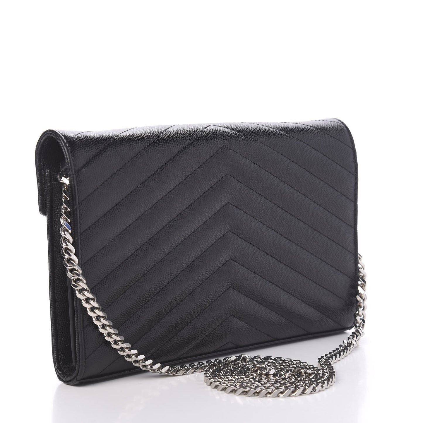 Grain De Poudre Matelasse Chevron Monogram Chain Wallet Black