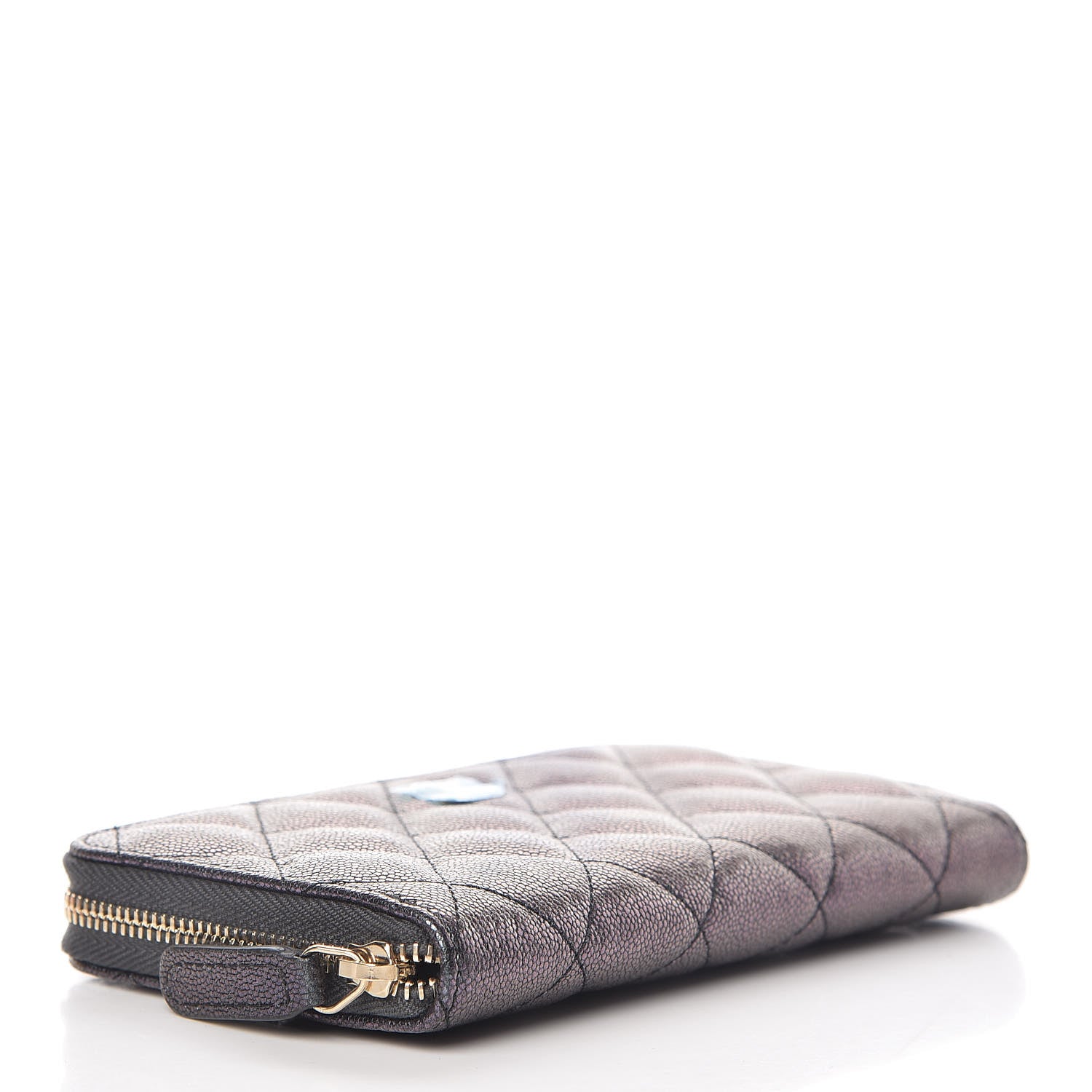 Chanel Iridescent Caviar Quilted Medium Zip Around Wallet Black 4 of 9