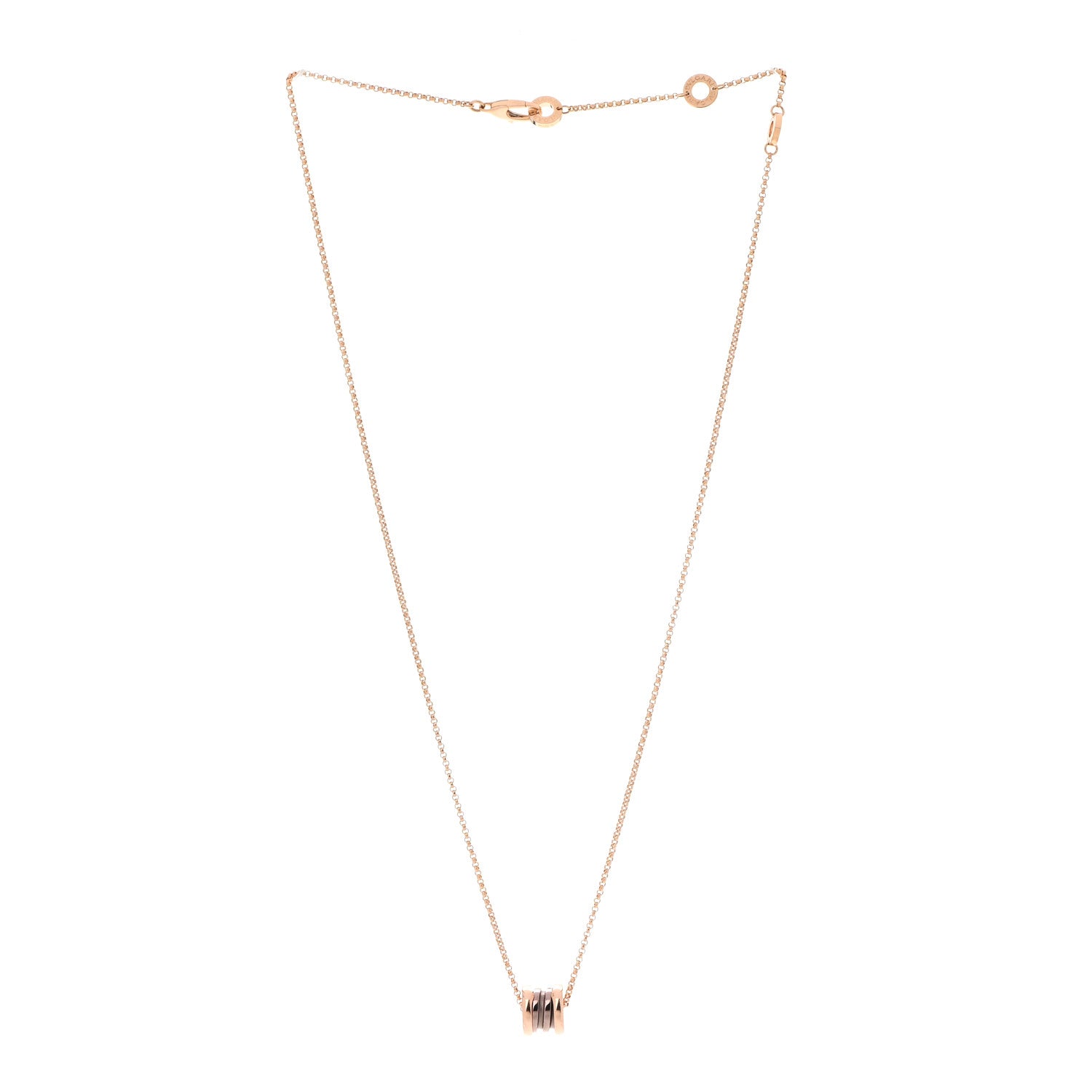 Bulgari 18K Rose Gold Cermet Small B.Zero1 Pendant Necklace 3 of 8