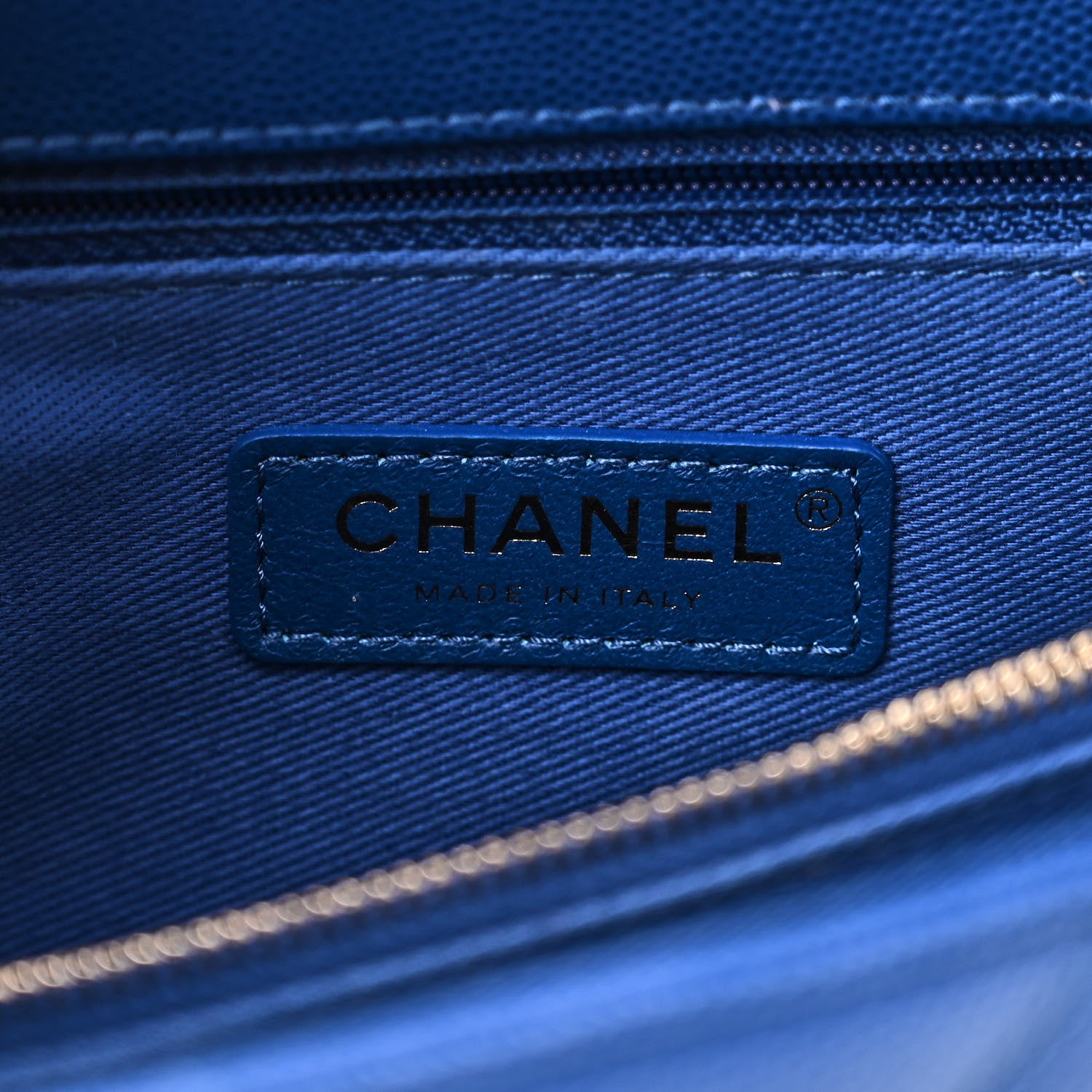 Chanel Caviar Chevron Quilted Small Coco Handle Flap Blue 6 of 12