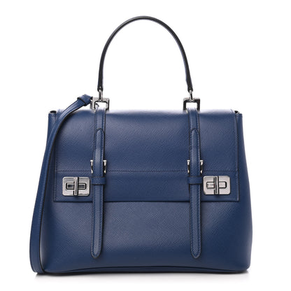 Prada Saffiano Cuir Convertible Top Handle Tote Bleuette 1 of 8