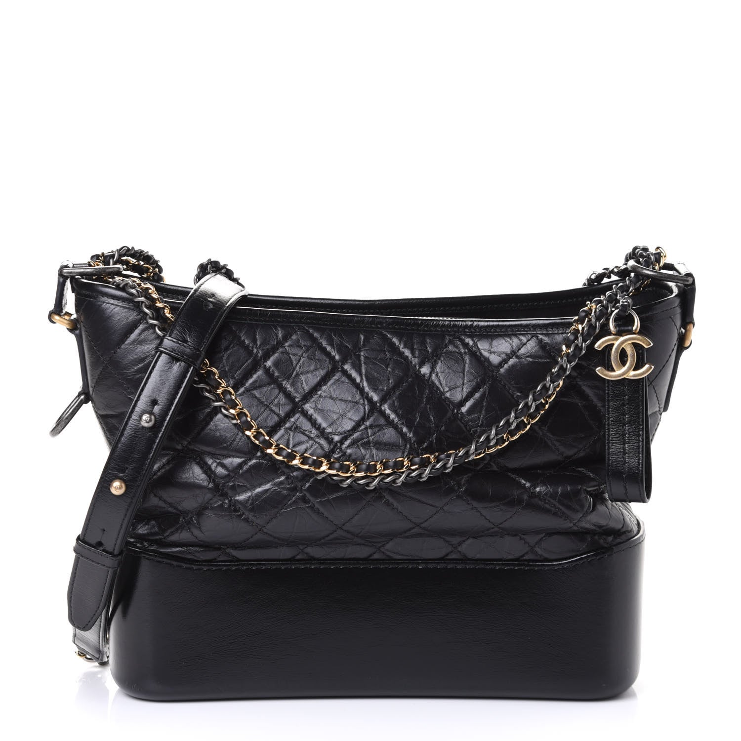 Chanel Aged Calfskin Quilted Medium Gabrielle Hobo Black 1 of 5