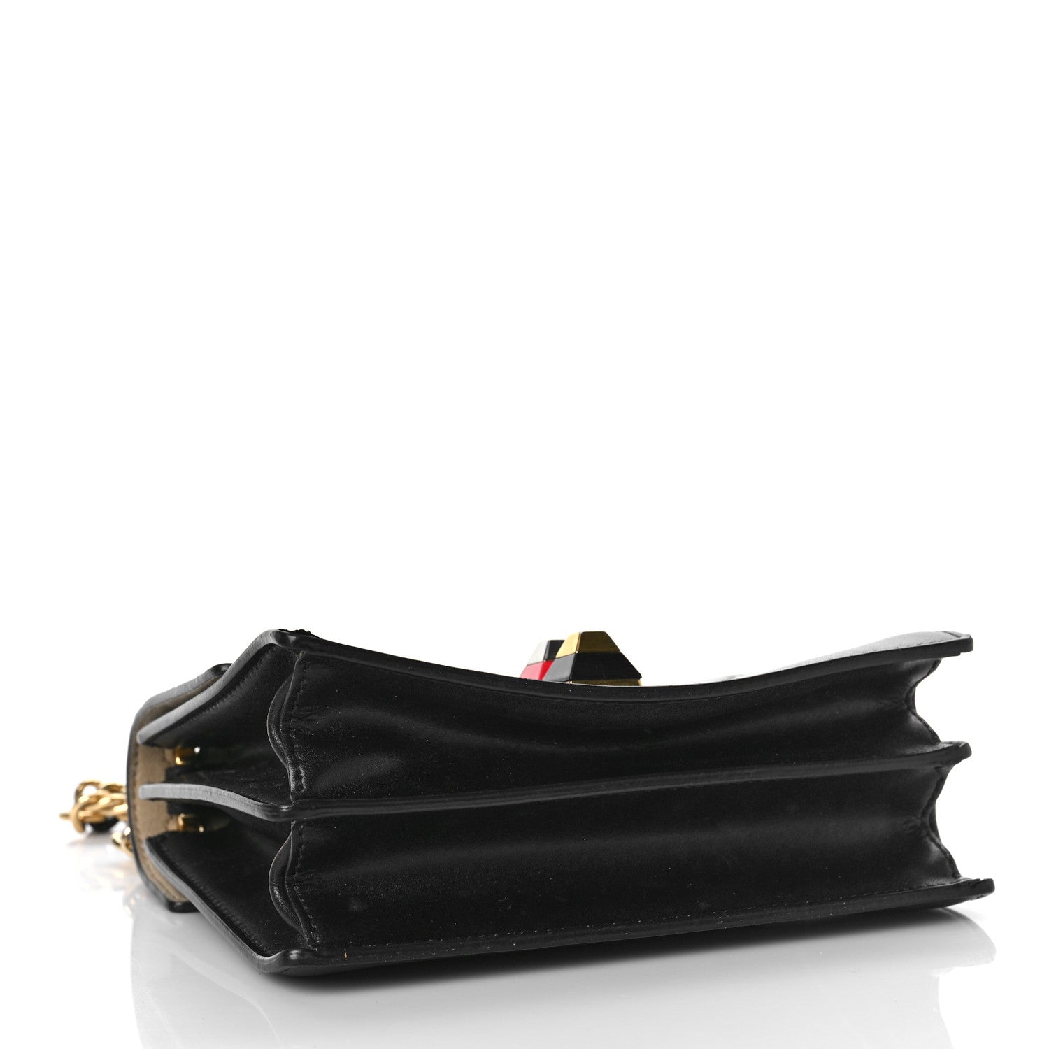 Fendi Vitello Liberty Bi-Color FF 1974 Embossed Small Kan I Shoulder Bag Black Maya 4 of 12
