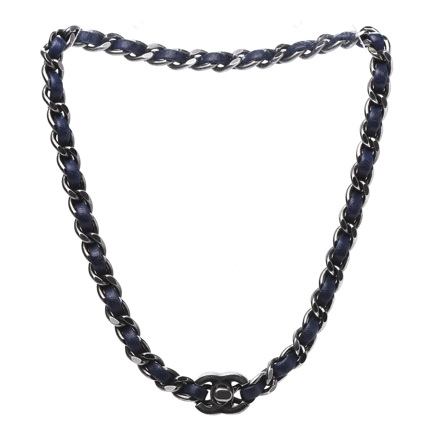Chanel Lambskin CC Turnlock Choker Necklace Navy Blue 3 of 6