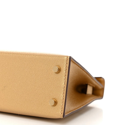 Hermes Metallic Chevre Chamkilight Mini Kelly Sellier 20 Dore 9 of 10