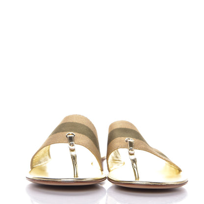 Gucci Metallic Calfskin Web Thong Sandals 8.5 Gold 2 of 8