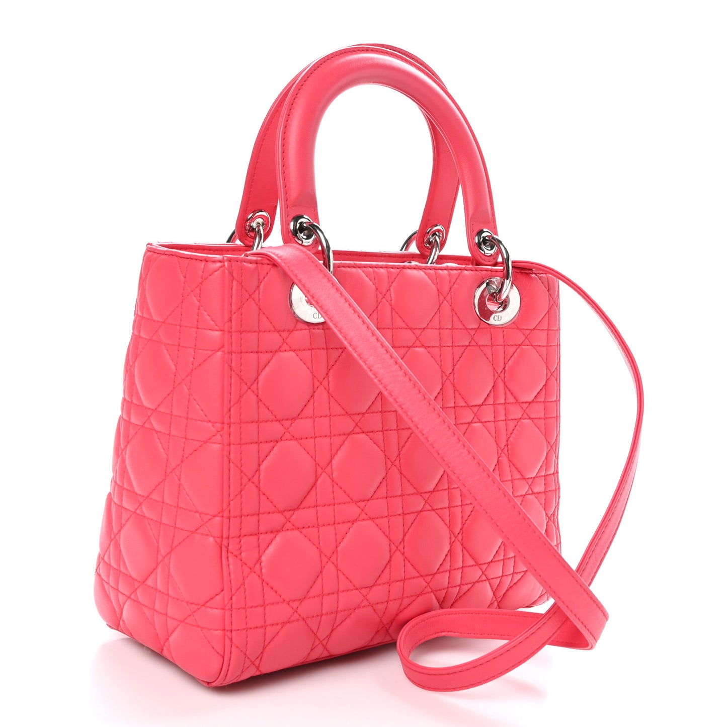 Lambskin Cannage Medium Lady Dior Fuchsia