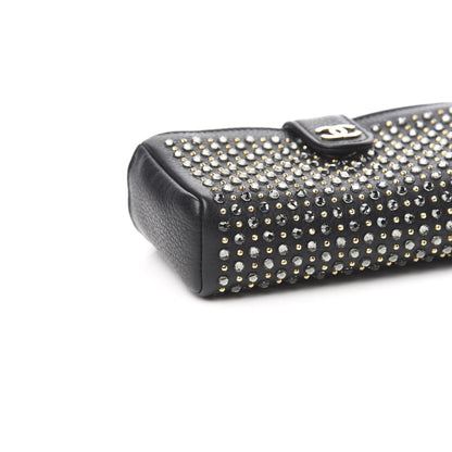 Chanel Calfskin Strass Studded Mini Phone Holder Clutch Black 9 of 11