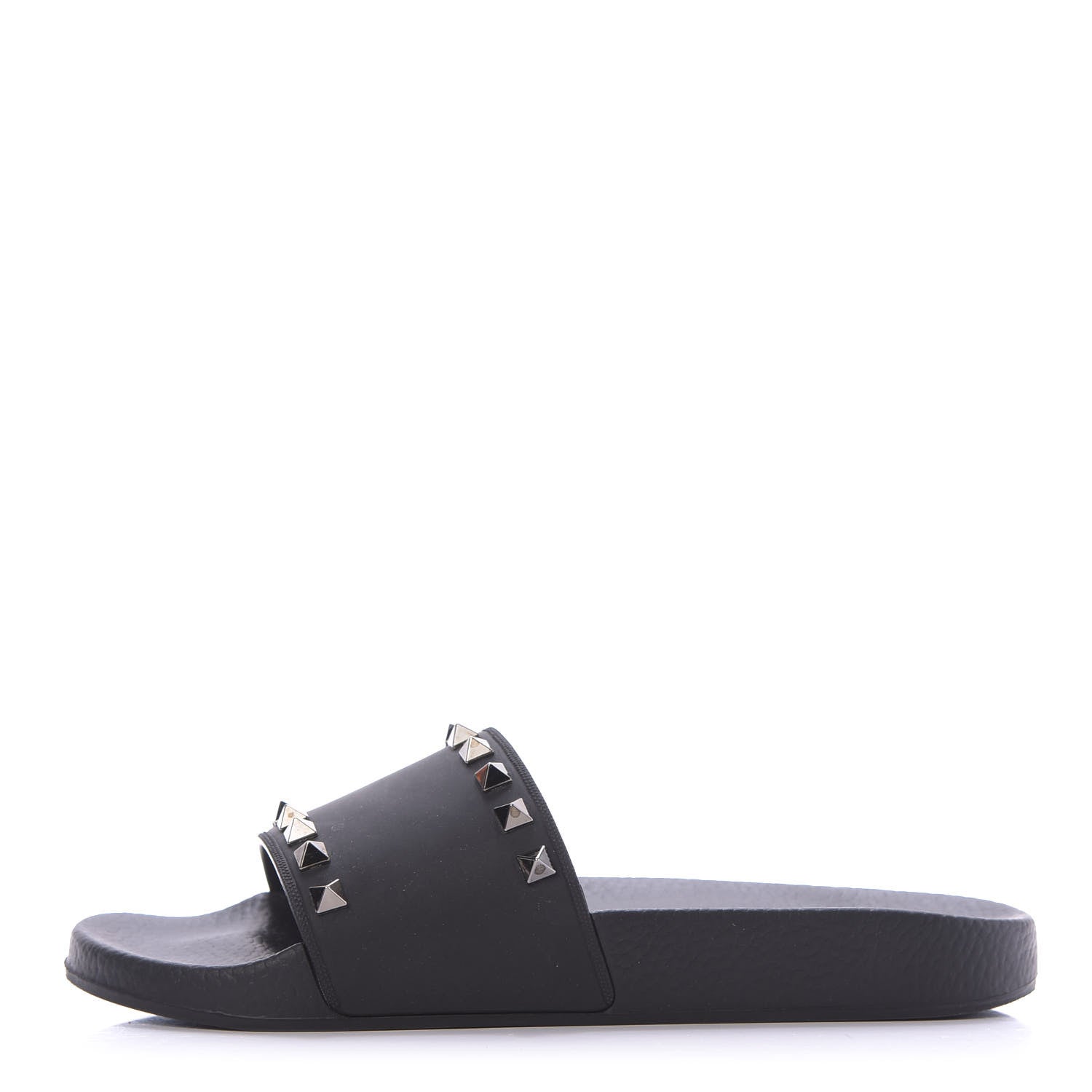 Valentino Garavani Rubber Rockstud Slide Sandals 38 Black 1 of 10