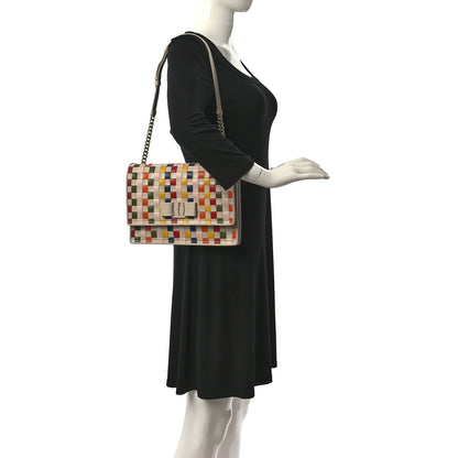 Salvatore Ferragamo Woven Calfskin Viva Bow Shoulder Bag Multicolor 2 of 9