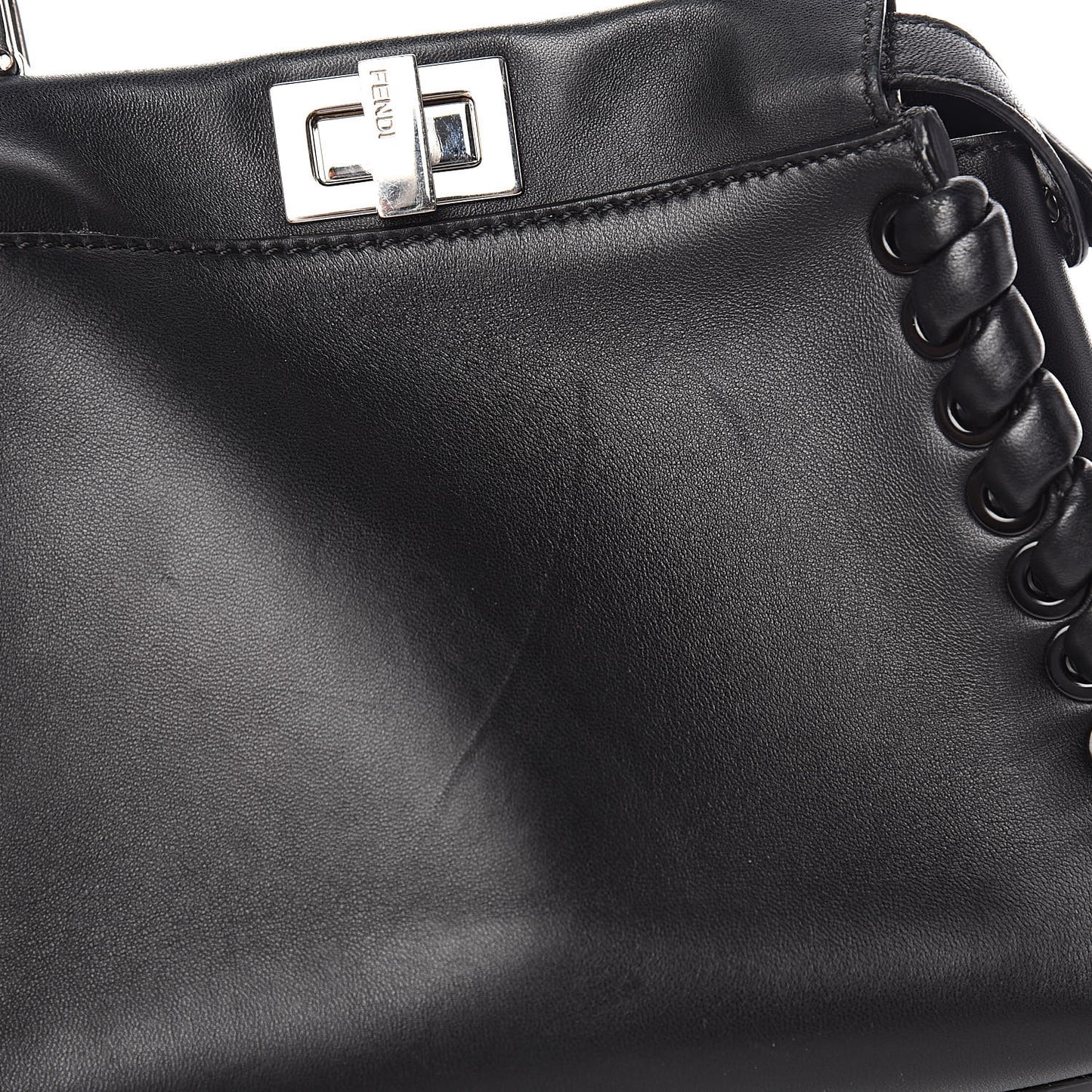Nappa Lace Up Mini Peekaboo Iconic Satchel Black
