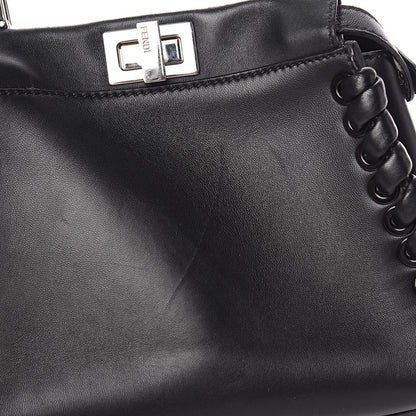 Fendi Nappa Lace Up Mini Peekaboo Iconic Satchel Black 11 of 13