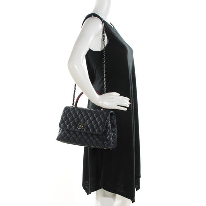 Chanel Caviar Lizard Quilted Small Coco Handle Flap Navy 2 of 9