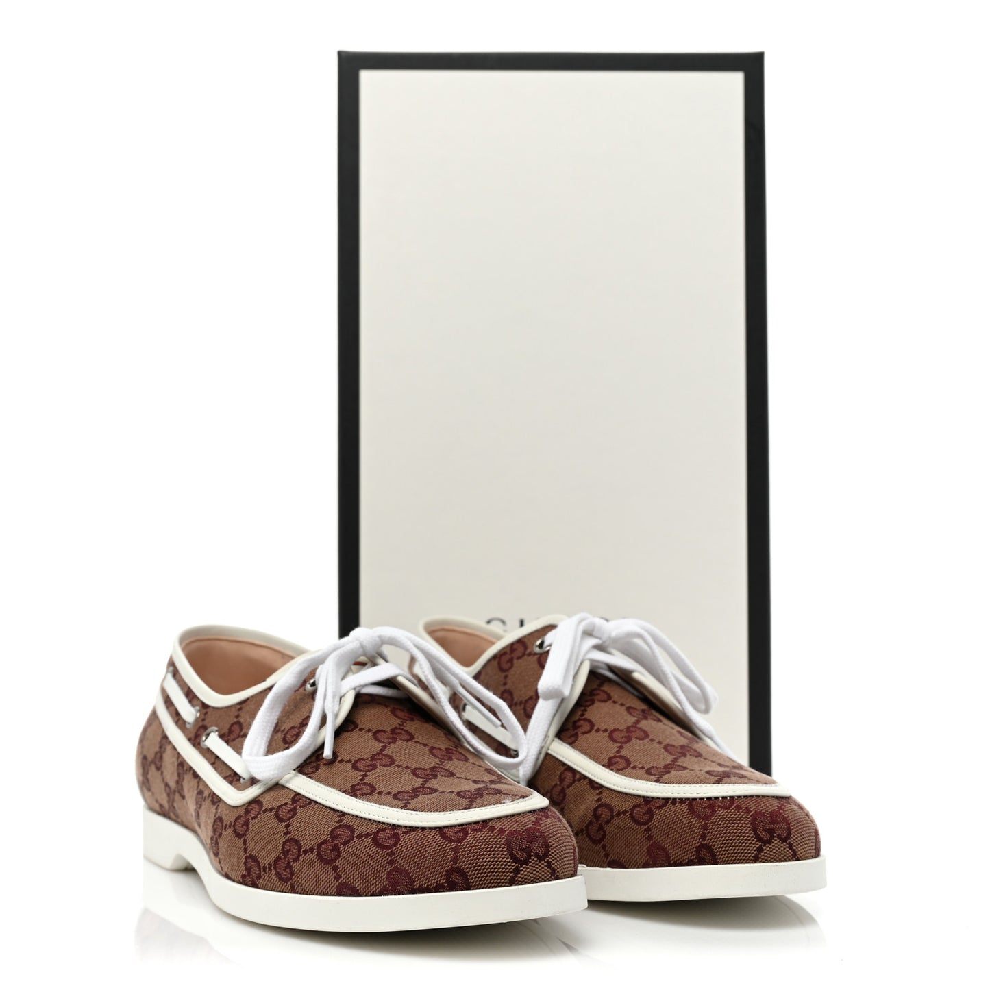Monogram Mens Boat Shoes 9 Sahara Rubino White
