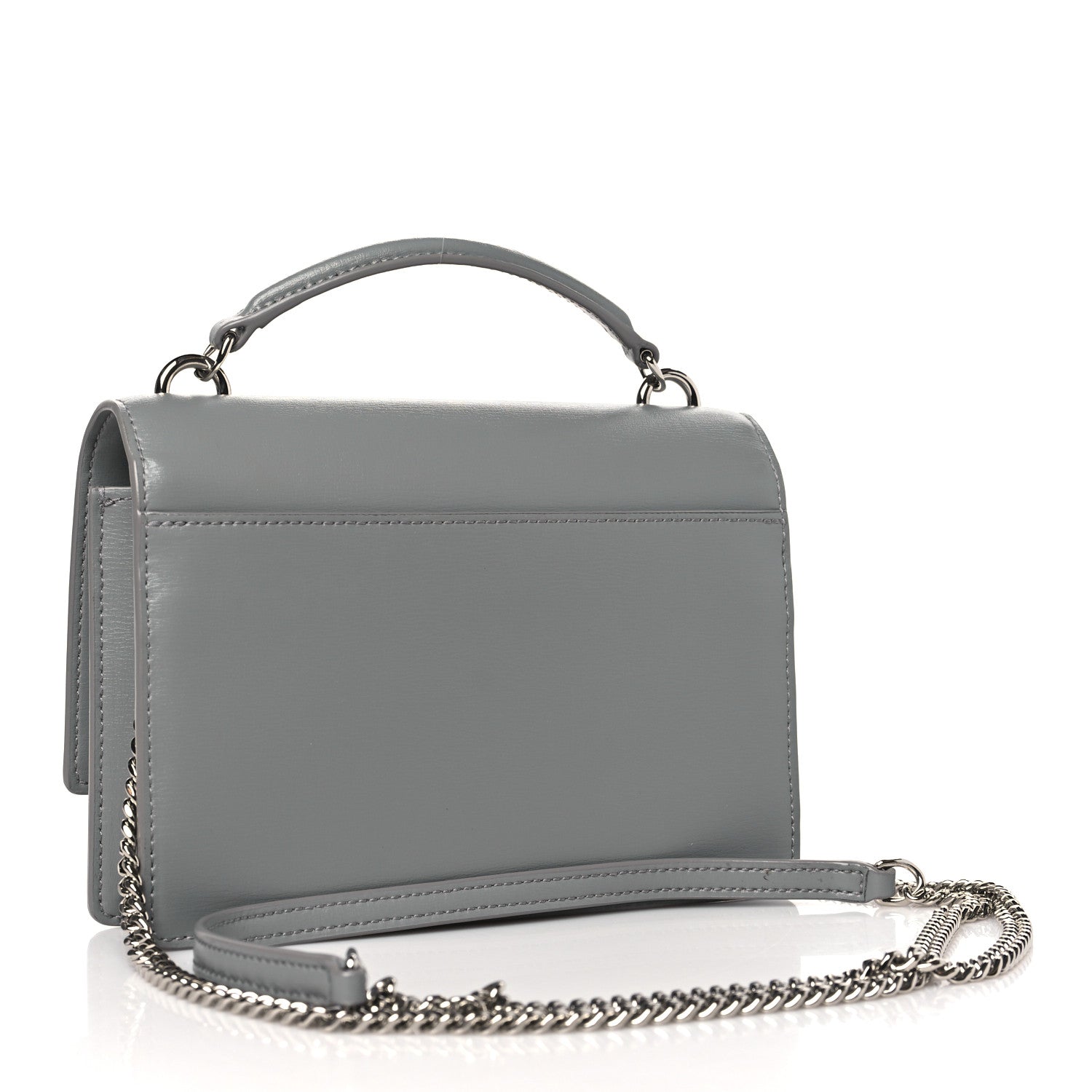 Saint Laurent Calfskin Monogram Sunset Top Handle Chain Wallet New Stone Grey 3 of 9