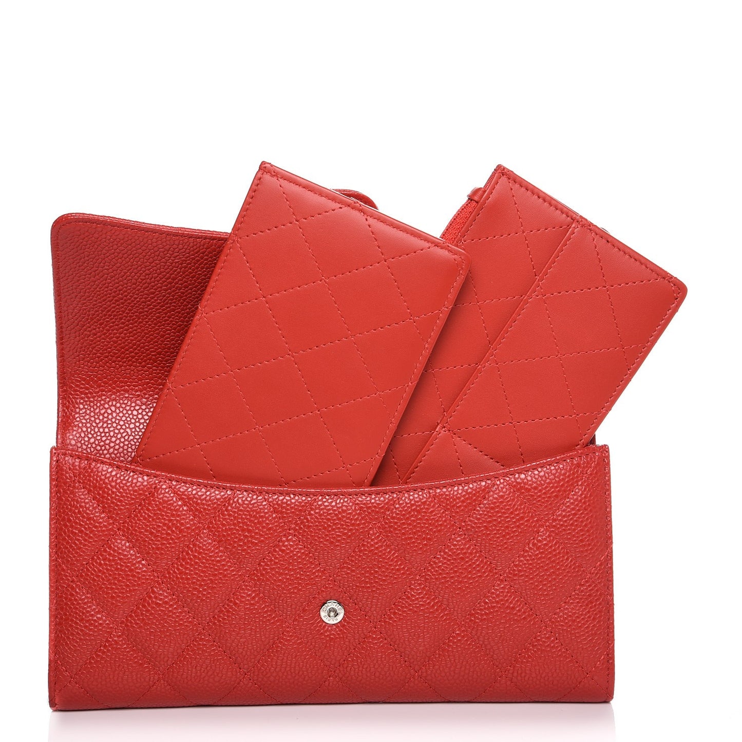 Caviar Quilted Travel Wallet Red