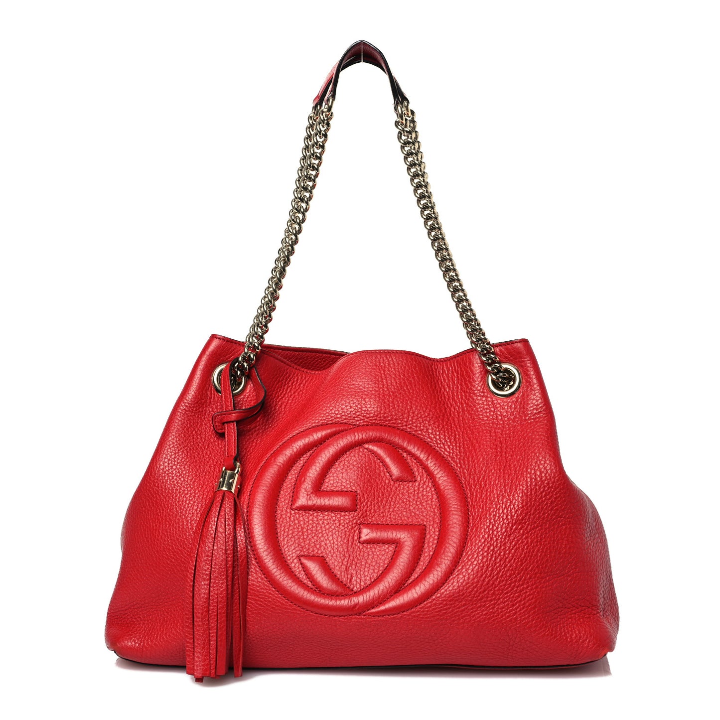 Pebbled Calfskin Medium Soho Chain Shoulder Bag Tabasco Red