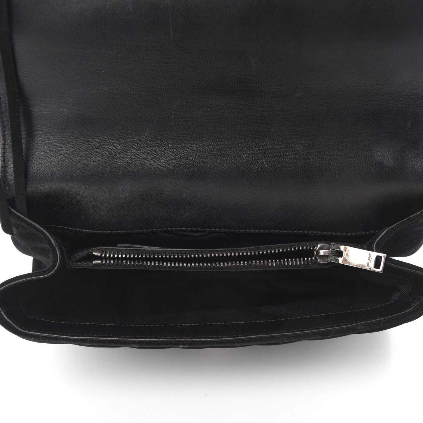 Suede Matelasse Chevron Fringe Monogram Medium College Bag Black