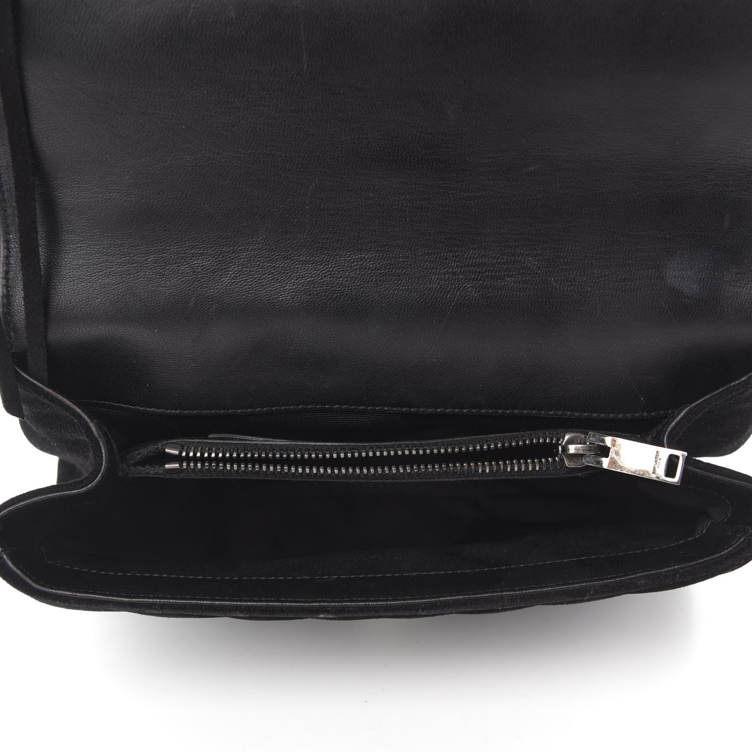 Saint Laurent Suede Matelasse Chevron Fringe Monogram Medium College Bag Black 5 of 11