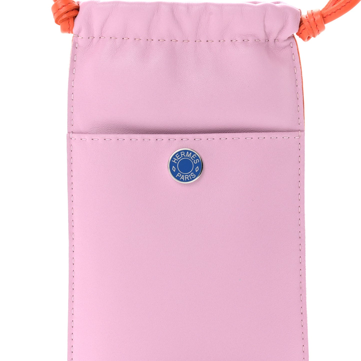 Milo Lambskin Swift Pilo Phone Case Mauve Sylvestre Orange Poppy Bleu De France