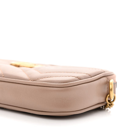 Gucci Calfskin Matelasse Mini GG Marmont Chain Crossbody Bag Porcelain Rose 10 of 11