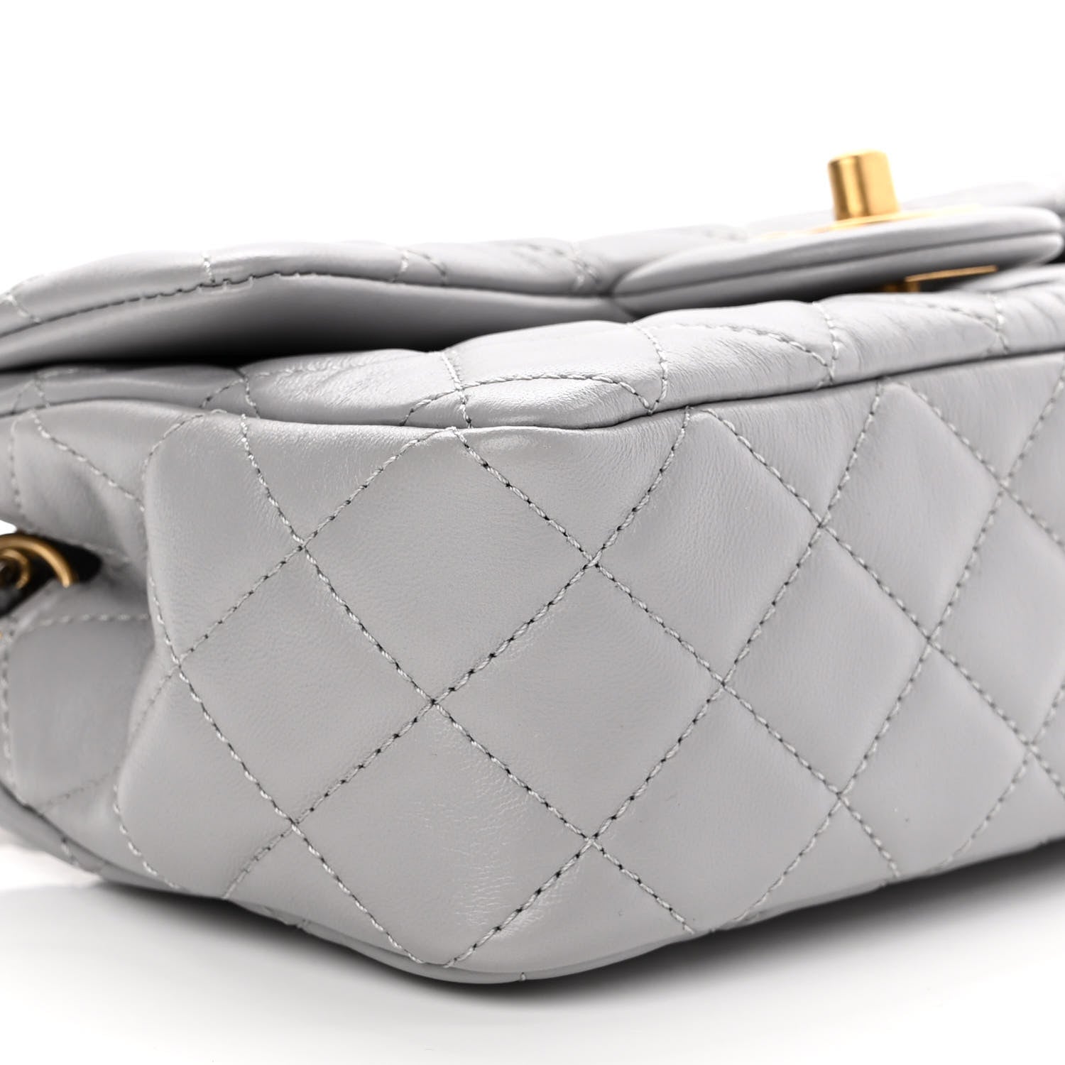 Chanel Lambskin Quilted Mini Rectangular Pearl Crush Flap Grey 9 of 12