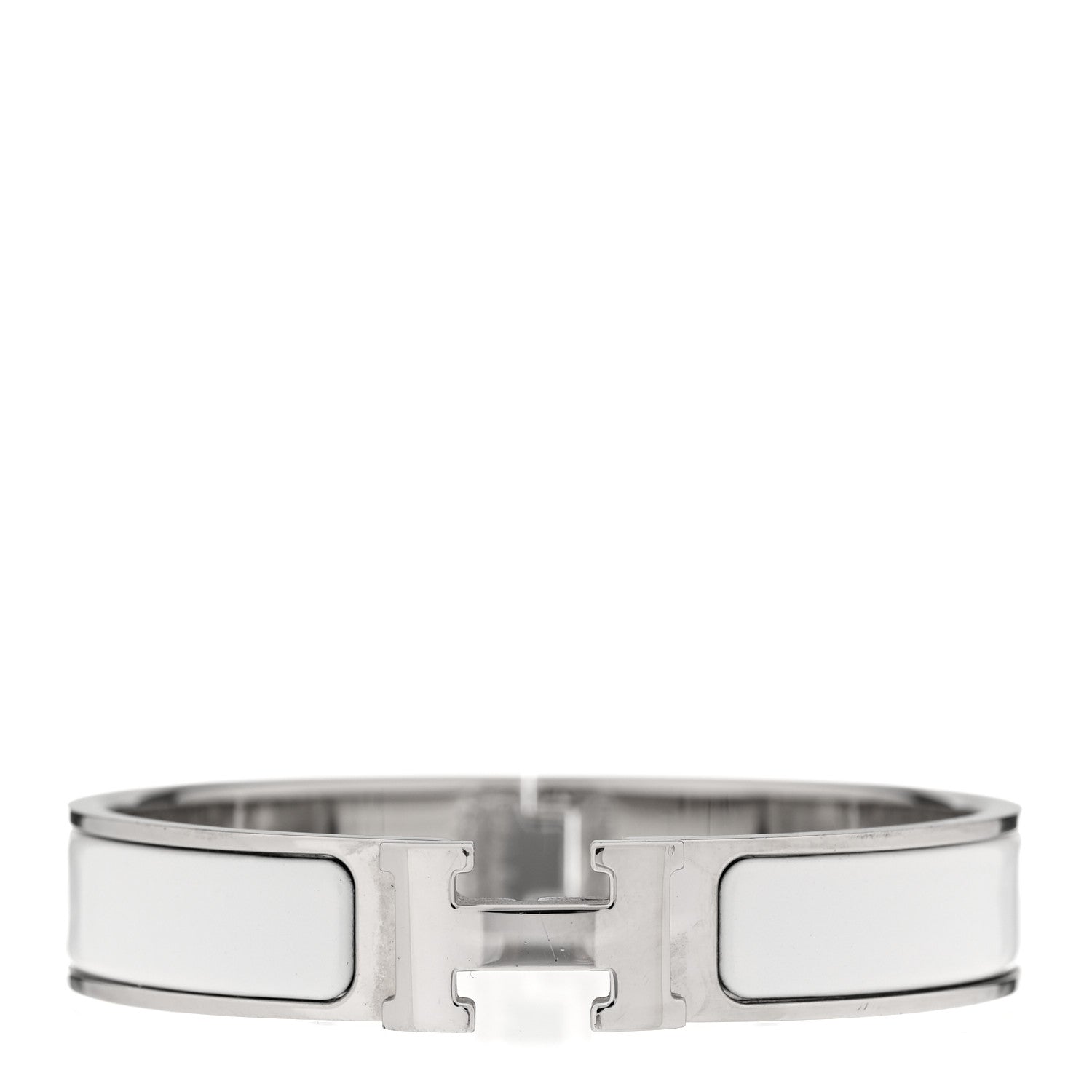 Hermes Enamel Narrow Clic Clac H Bracelet PM White 1 of 4
