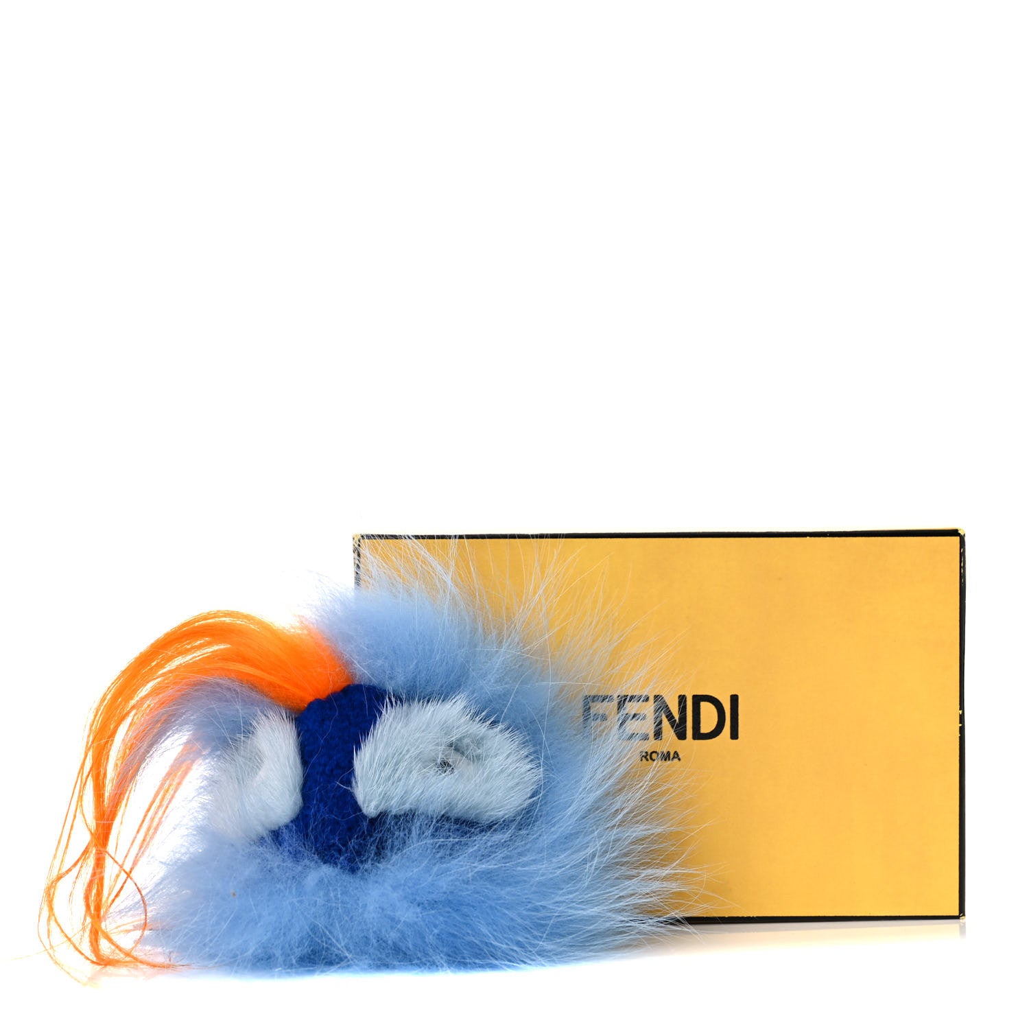 Fendi Fox Rabbit Goat Mink Fur Vitello Flamingo Dawny Monster Bag Bug Charm Azzurro Sky Orange Multicolor 6 of 6