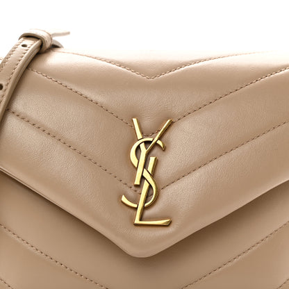 Saint Laurent Calfskin Y Quilted Monogram Toy Loulou Crossbody Bag Dark Beige 5 of 13