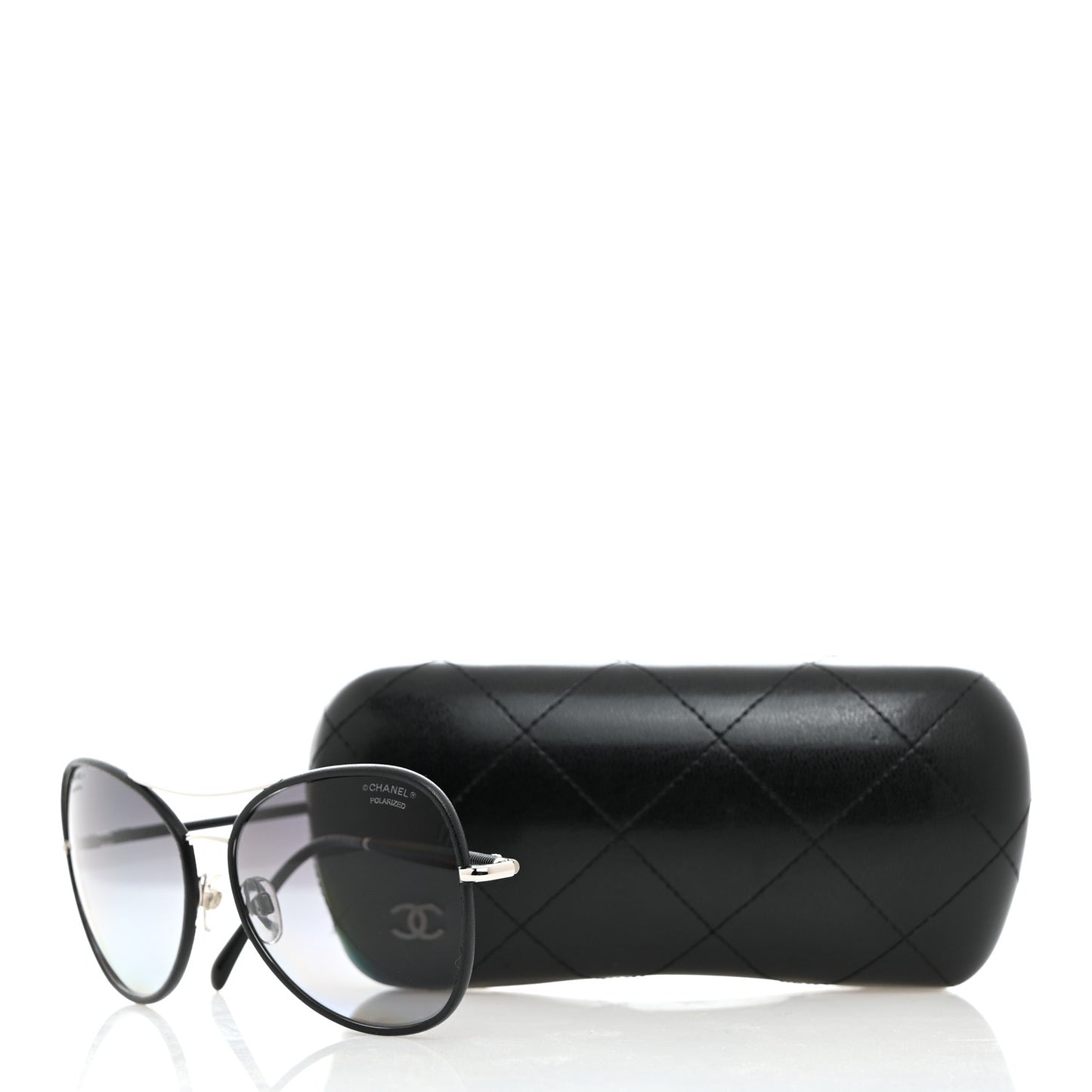 Metal Lambskin Polarized Pilot Fall Sunglasses 4227-Q Black