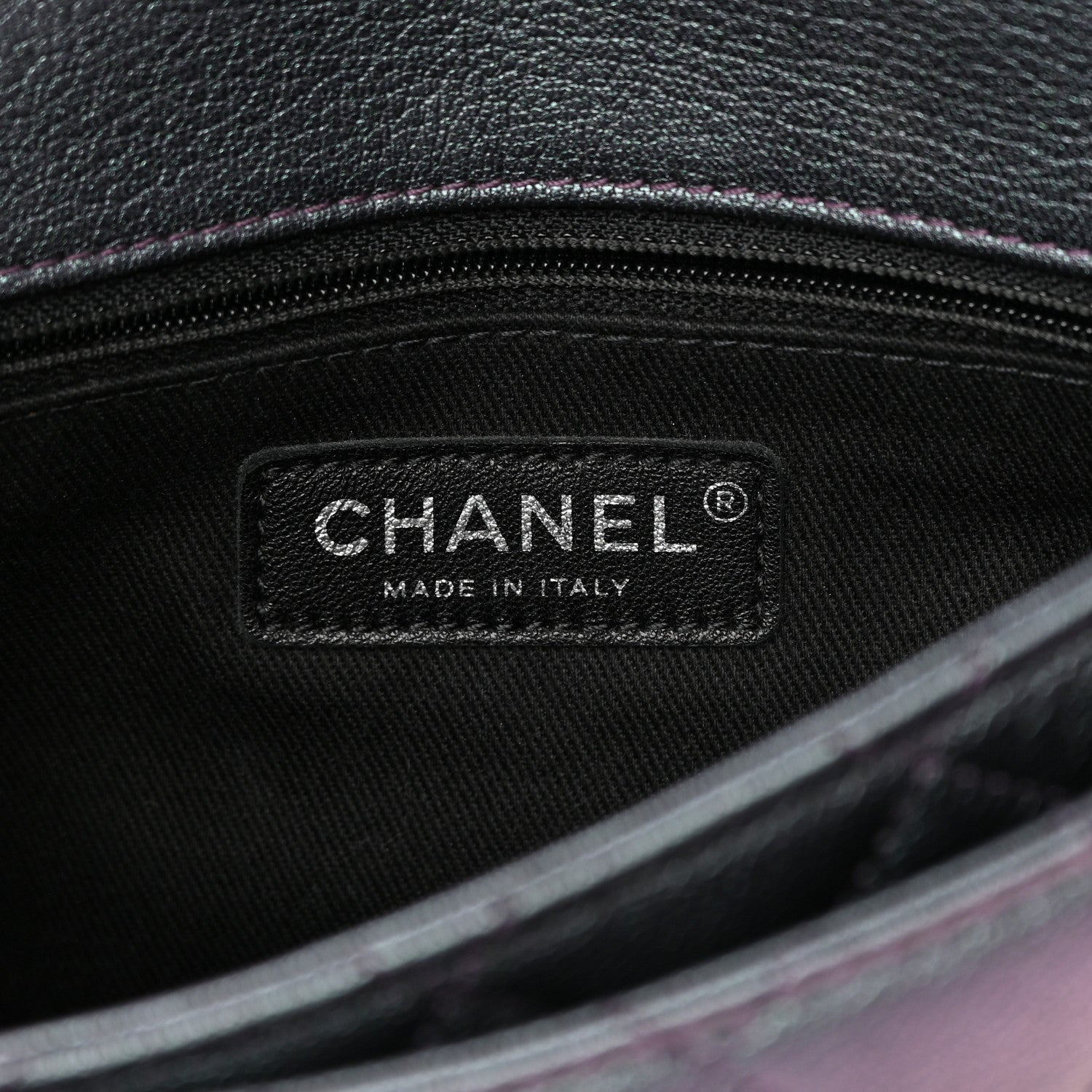 Chanel Iridescent Goatskin Quilted Small Double Carry Waist Chain Flap Purple 6 of 13