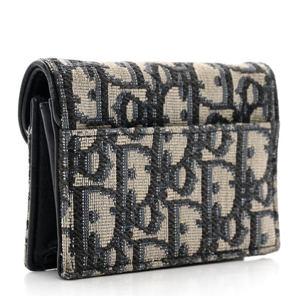Christian Dior Oblique Saddle Card Holder Blue 3 of 8