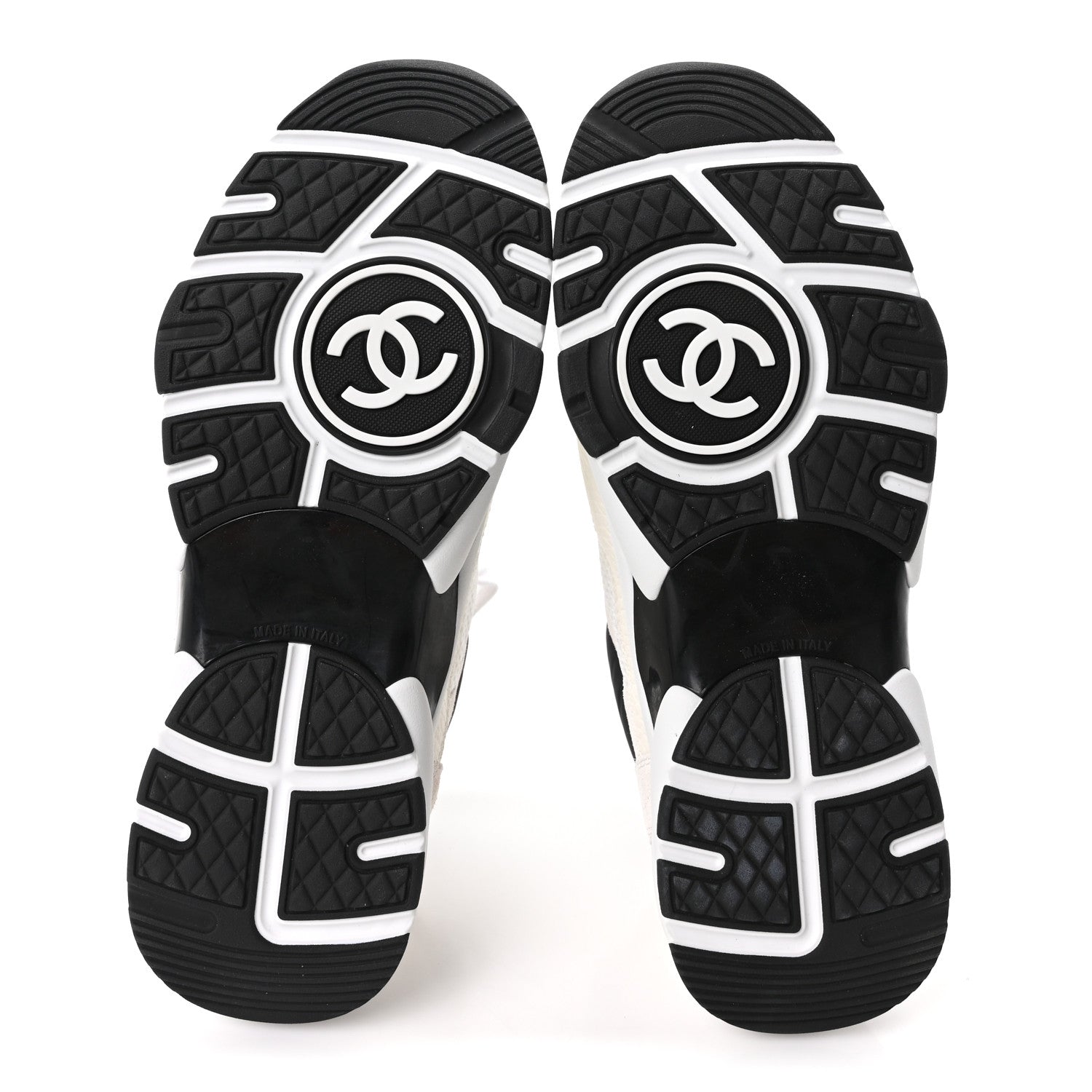 Chanel Mesh Suede Grained Calfskin Womens CC Sneakers 38 White Black 6 of 10