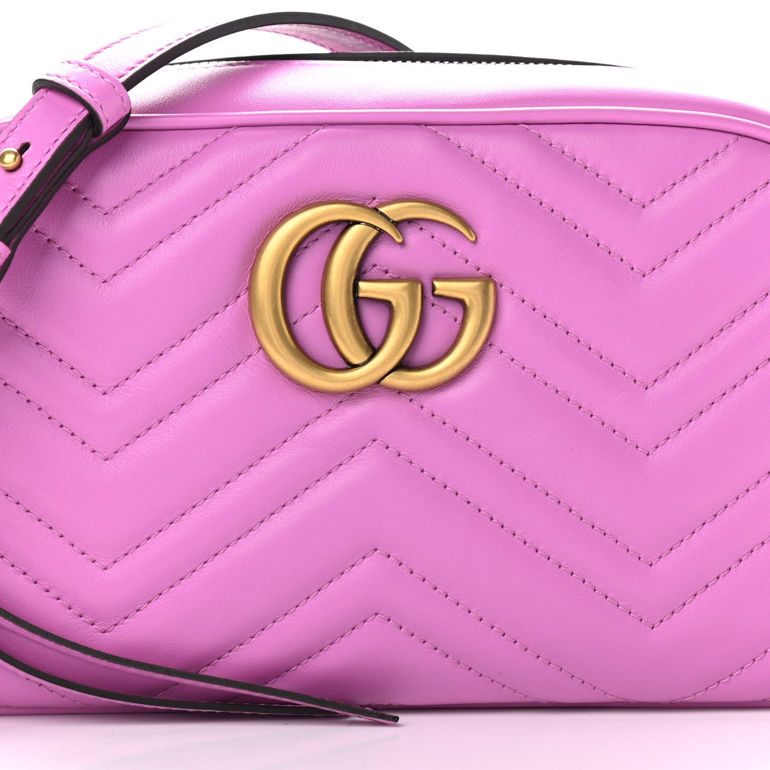 Gucci Calfskin Matelasse Small GG Marmont Chain Shoulder Bag Candy Mousse 8 of 10