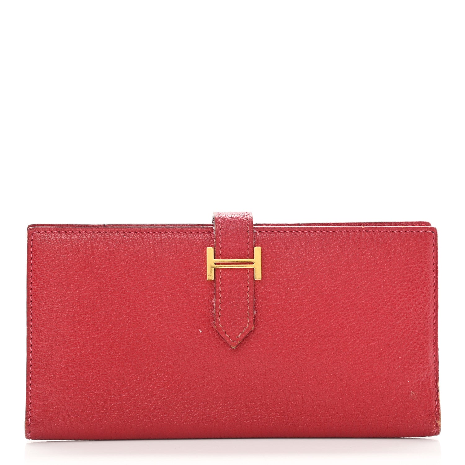 Hermes Chevre Mysore Bearn Gusset Wallet Rouge Vif 1 of 10