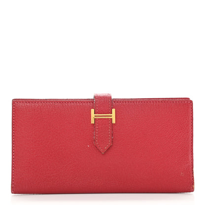 Hermes Chevre Mysore Bearn Gusset Wallet Rouge Vif 1 of 10