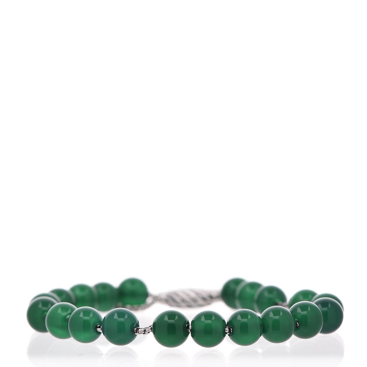 Sterling Silver Green Onyx 8mm Spiritual Beads Bracelet