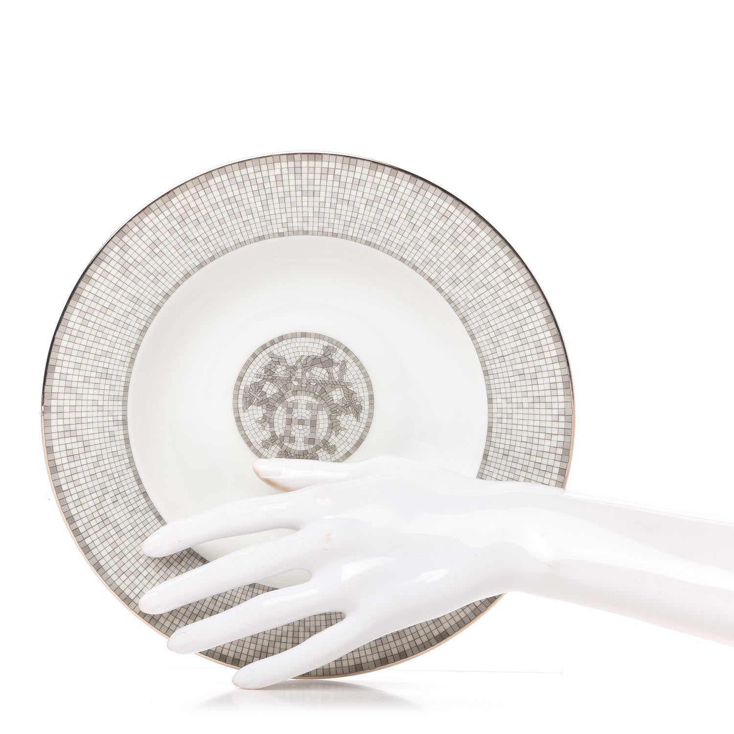 Hermes Porcelain Mosaique Au 24 Platine Soup Bowl Set of 2 2 of 7