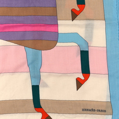Hermes Cashmere Silk Rocabar Shawl 140 Bleu Ciel Rose Multicolor 2 of 3