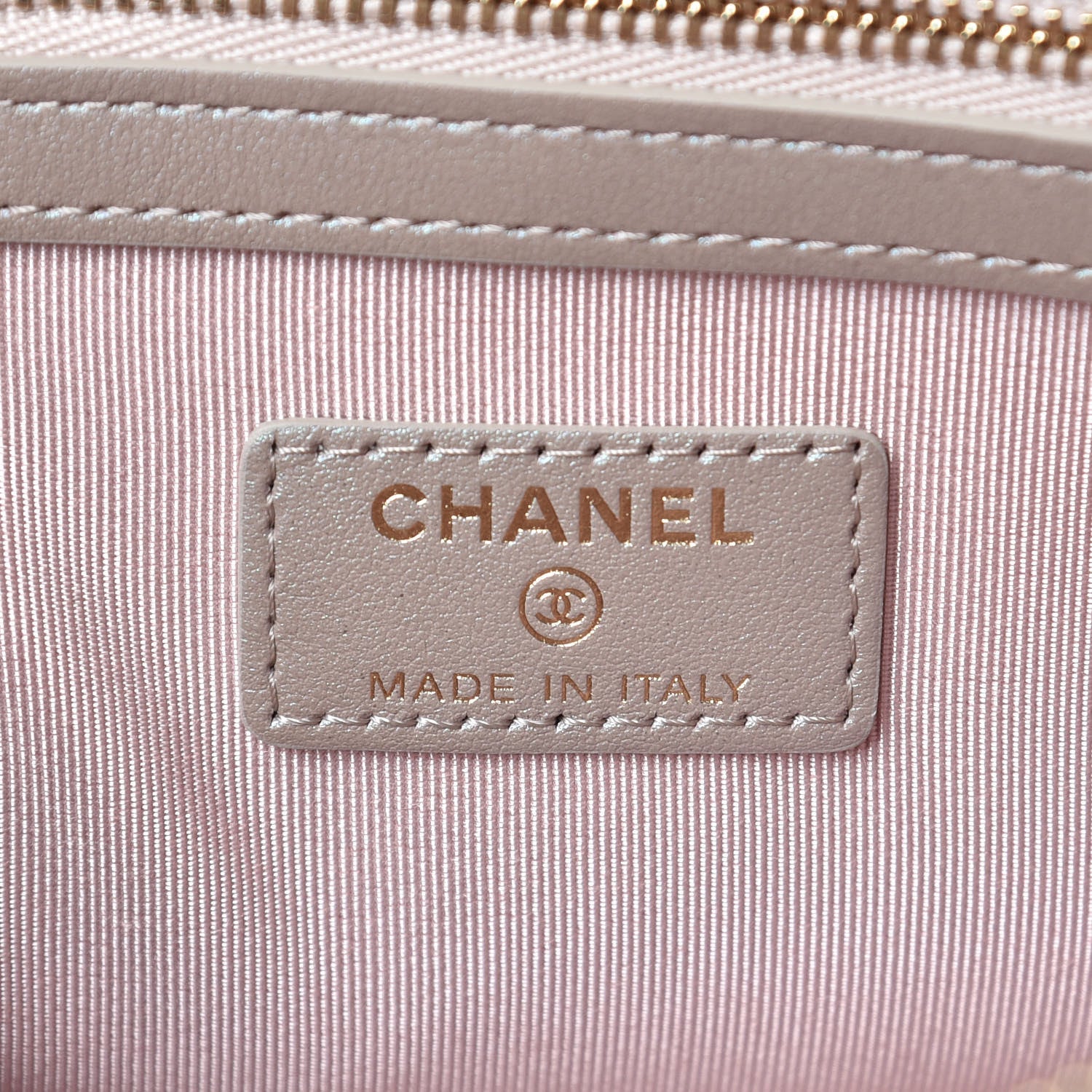 Chanel Iridescent Caviar Quilted Medium Cosmetic Case Beige 6 of 9