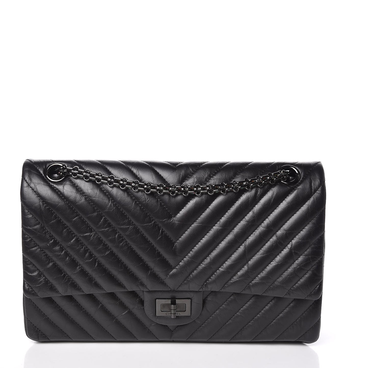Aged Calfskin Chevron Quilted 2.55 Reissue 226 So Black