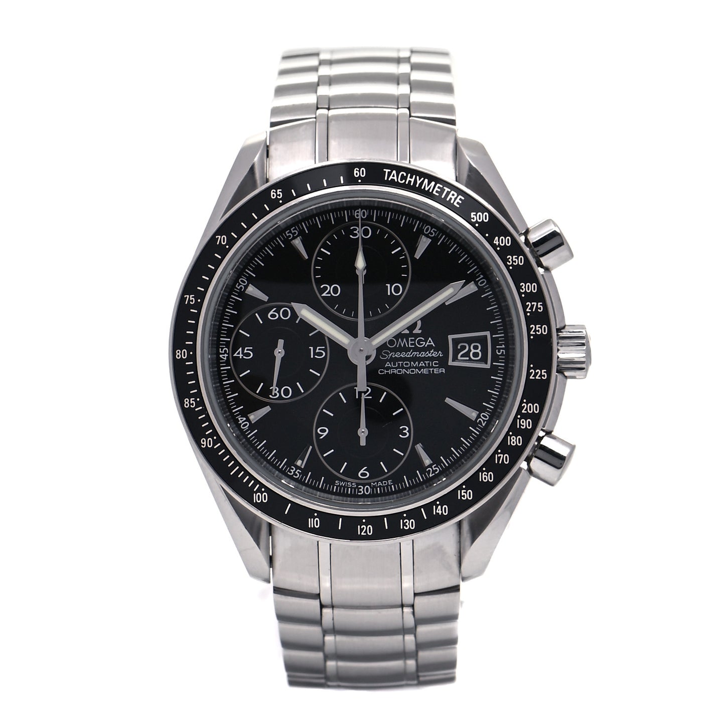 Stainless Steel 40mm Speedmaster Date Automatic Watch Black 3210.50