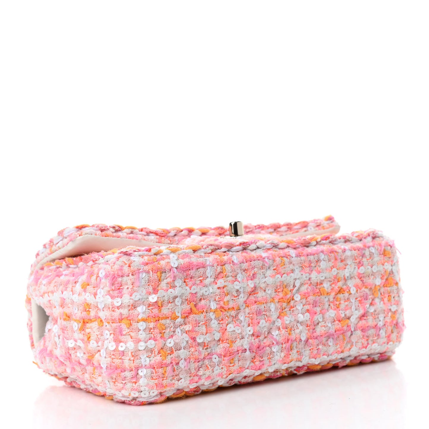 Tweed Braid Sequin Mini Flap White Pink Orange
