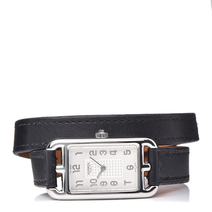 Hermes Stainless Steel Barenia 20mm Nantucket Double Tour Quartz Watch Noir 3 of 14